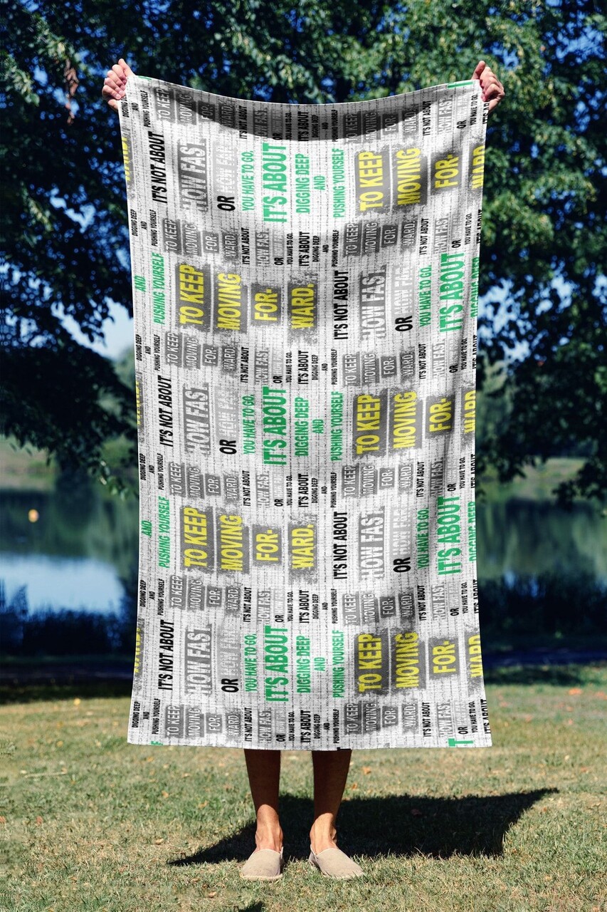 Prosop de plaja, L'essentiel Maison, Keep Moving Faster 90, 90x150 cm, Multicolor - imagine 6